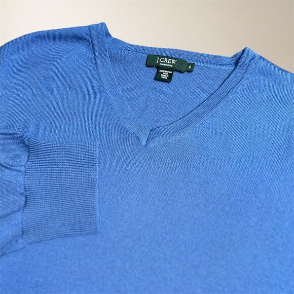 J.Crew Men's XL Blue Italian Merino Wool Sweater V-Neck Pullover Academia Preppy - Picture 1 of 6
